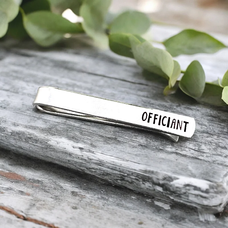 Personalized wooden tie clip for men with custom engraving and rustic design -Officiant Tie Clip