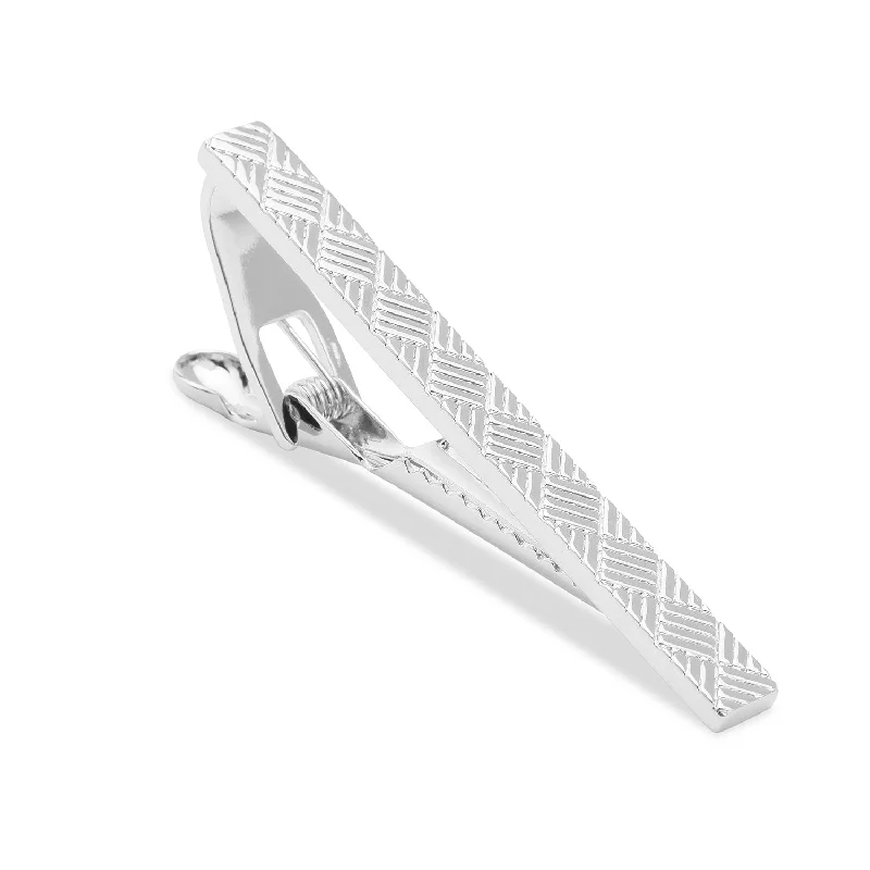 Custom initial tie clip for men with personalized letters for a unique touch -Silver Hitchcock Tie Bar