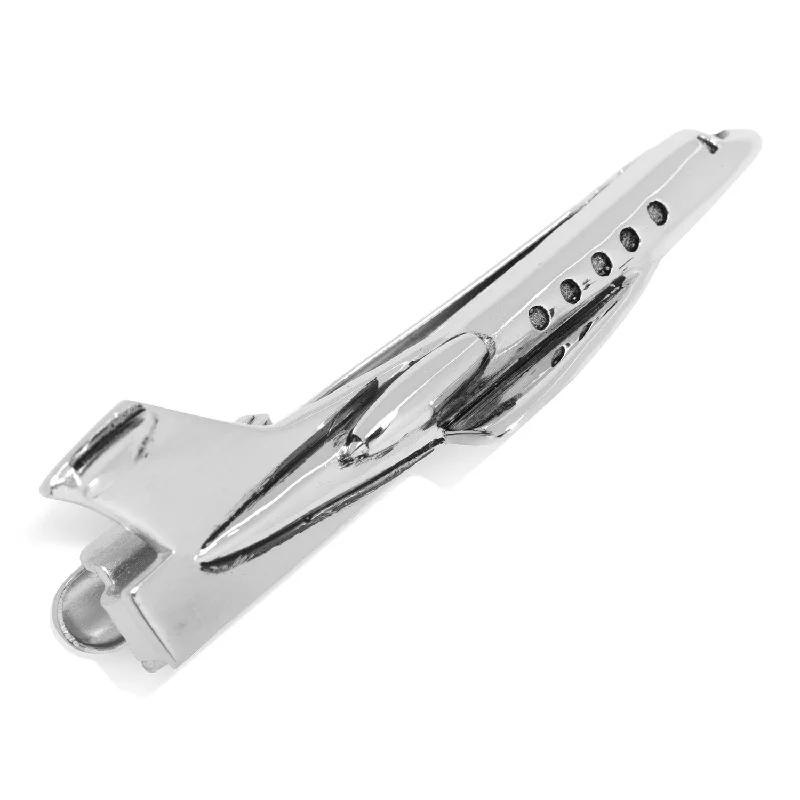 Elegant tie clip for men with brushed steel finish and sleek design -3D Airplane Tie Clip