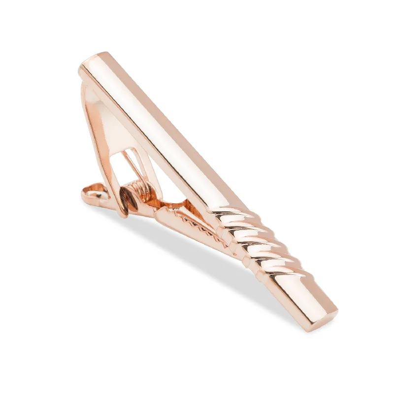 Custom engraving tie clip for men with initials or memorable date for uniqueness -Wiseman Rose Gold Tie Bar