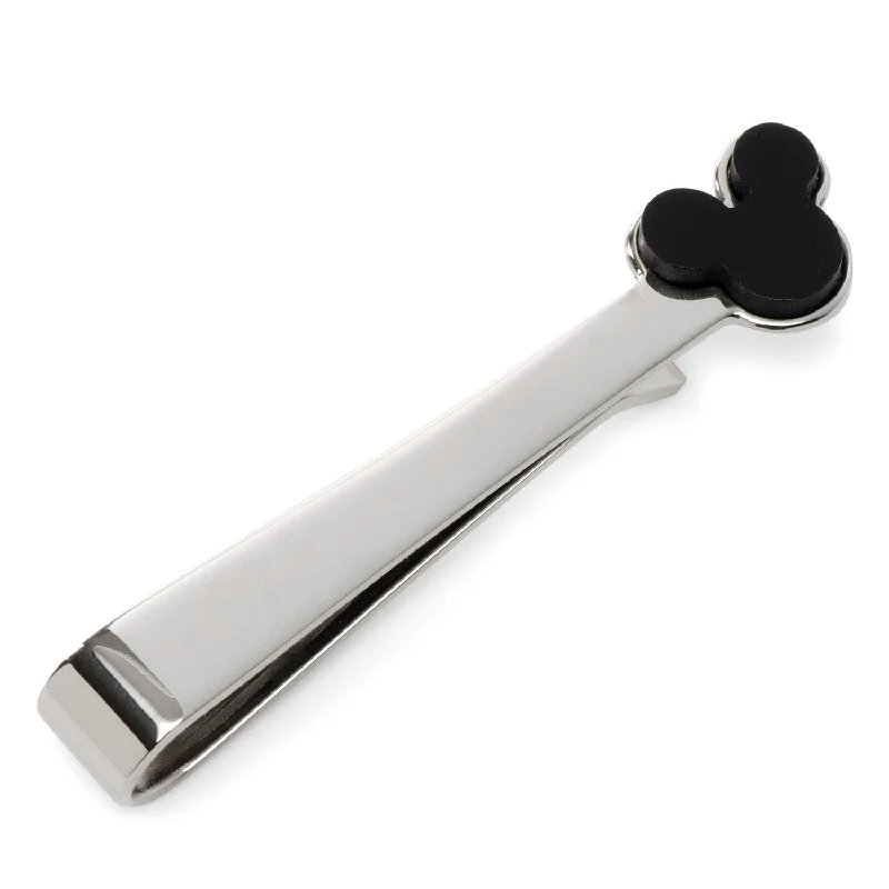 Fashionable tie clip for men with gemstone accents and elegant finish -Mickey Mouse Onyx Stainless Steel Tie Bar