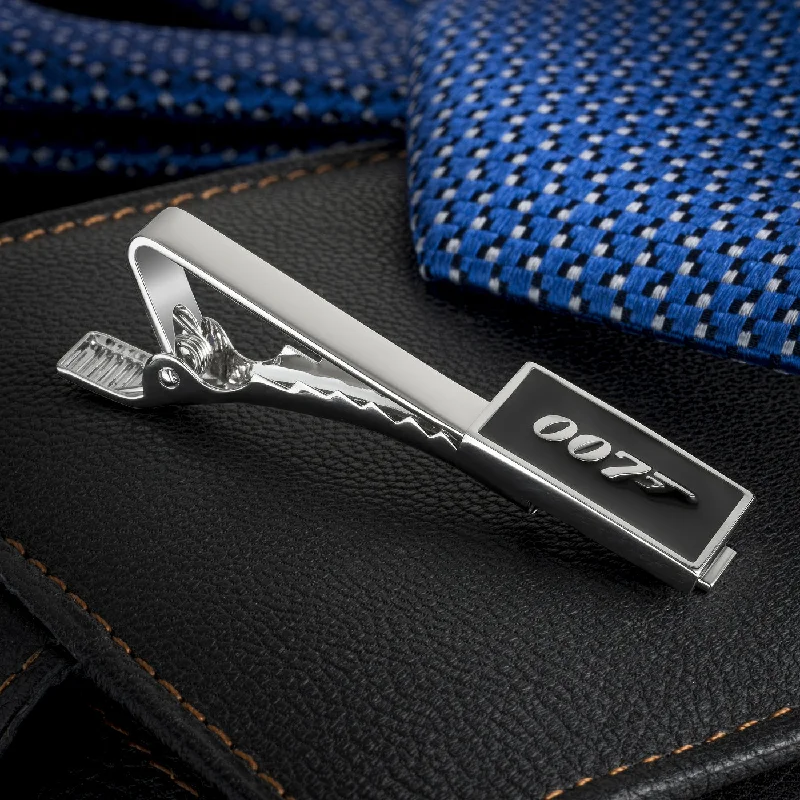 Stylish chrome tie clip for men with smooth and polished surface for elegant look -James Bond 007 Tie Bar