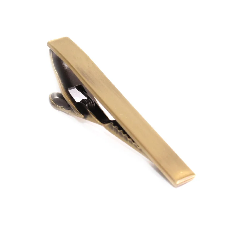 Gold-plated tie clip for men with high-quality finish and stylish appearance -Brushed Brass Tie Bar