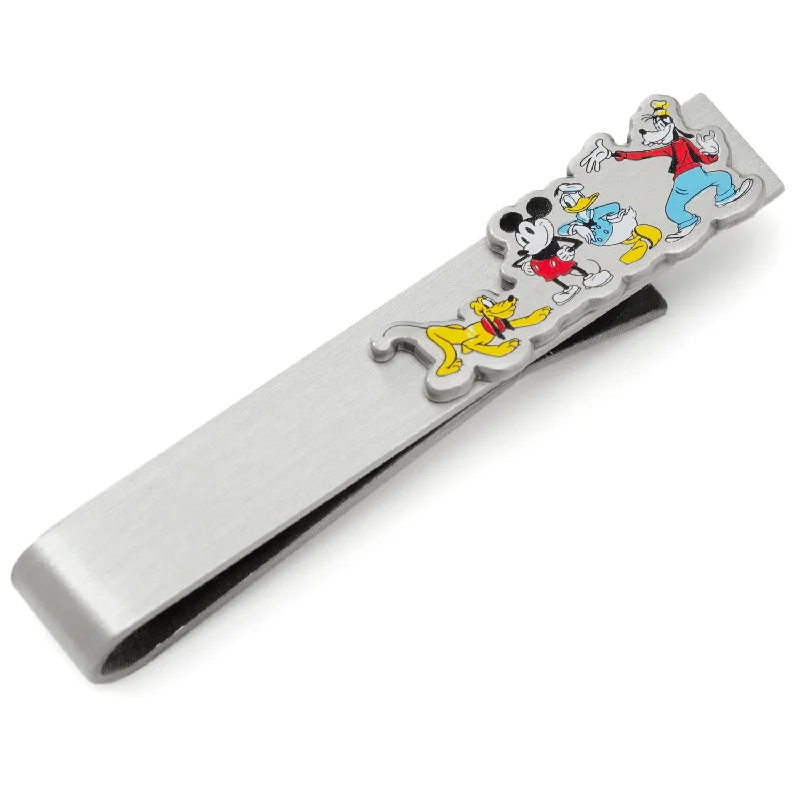 Luxury titanium tie clip for men with durable and lightweight design -Mickey And Friends Printed Silver Tie Bar