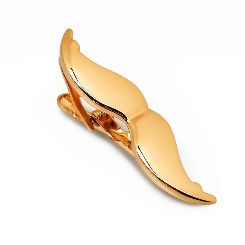 Elegant wooden tie clip for men with smooth finish and modern design -Gold Moustache Tie Bar