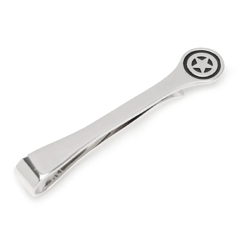 Classic black tie clip for men with subtle matte design and modern finish -Captain America Sterling Silver Tie Bar