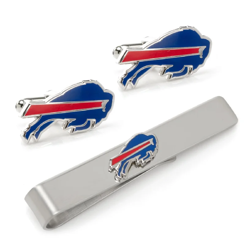 Personalized wooden tie clip for men with custom engraving for rustic charm -Buffalo Bills Cufflinks and Tie Bar Gift Set