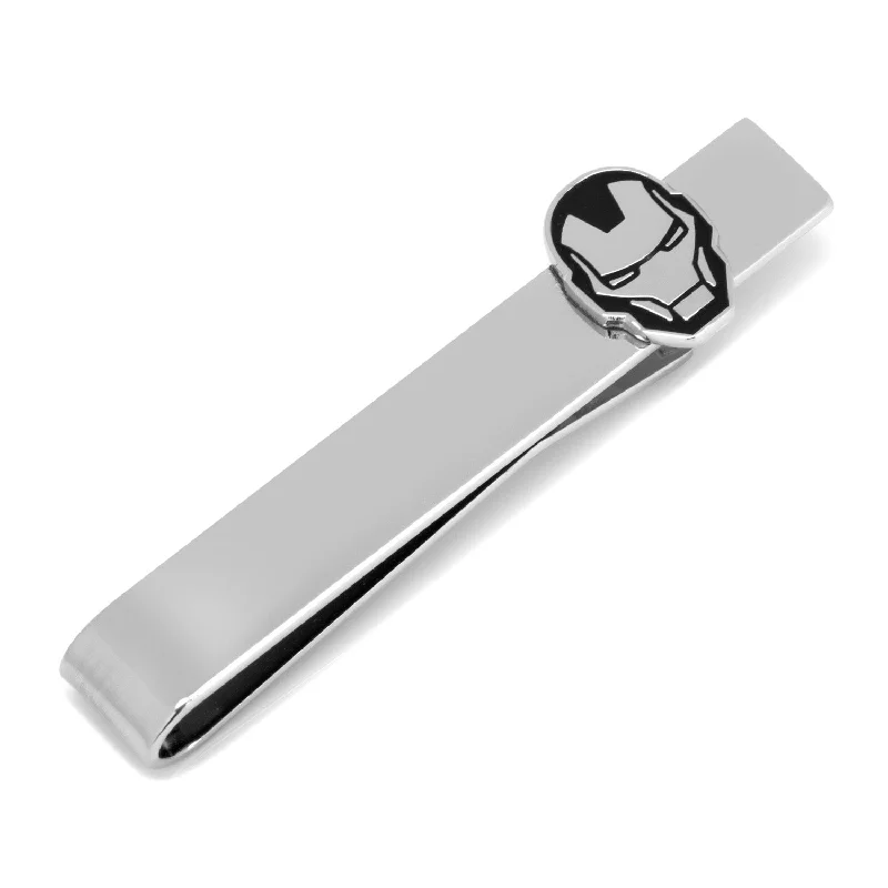 Stylish striped tie clip for men with clean lines and modern style -Iron Man Silver Tie Bar