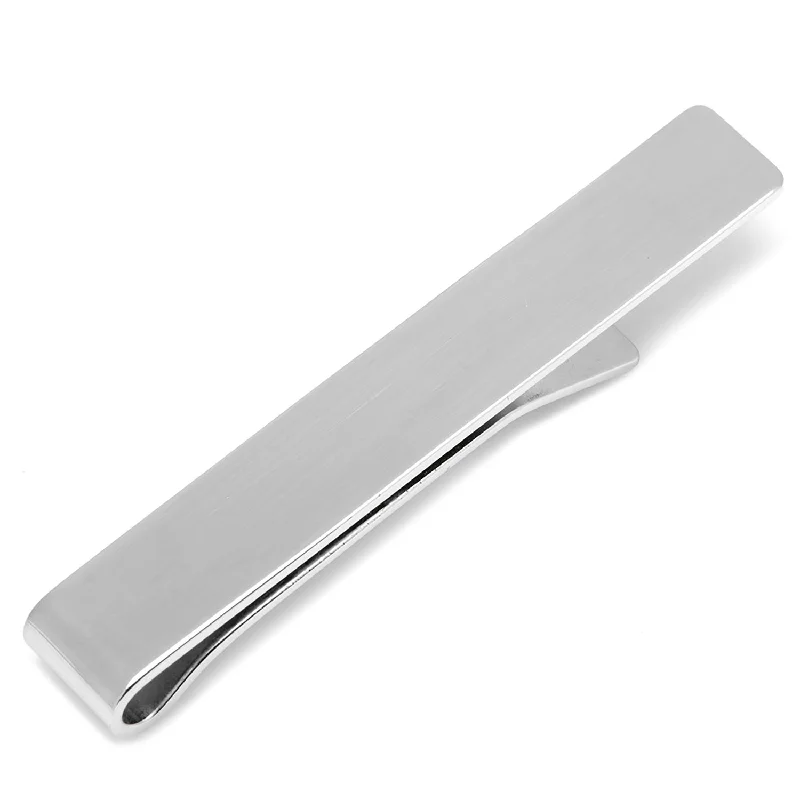 Elegant brushed metal tie clip for men with a sleek, sophisticated feel -Sterling Silver Engravable Tie Bar