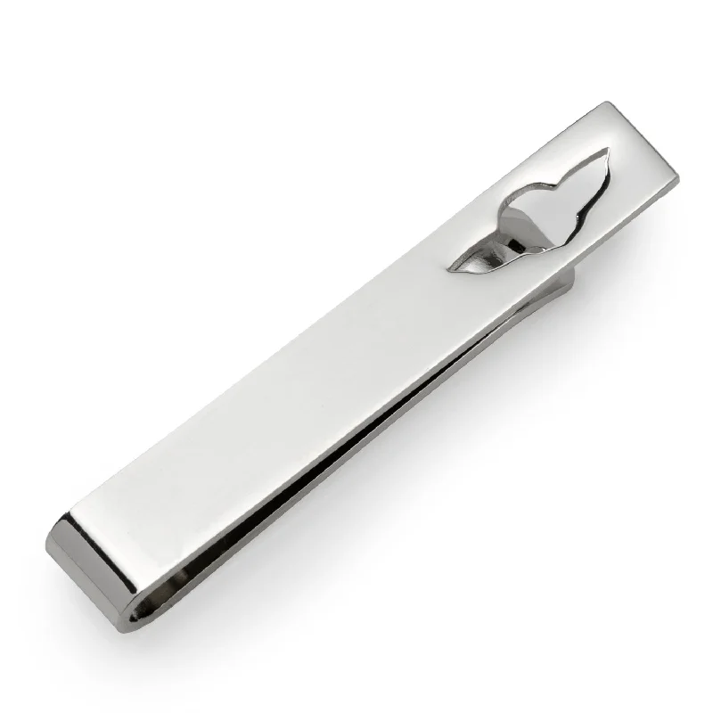 Classic polished silver tie clip for men with sleek finish and elegant design -Grogu Cut Out Tie Bar