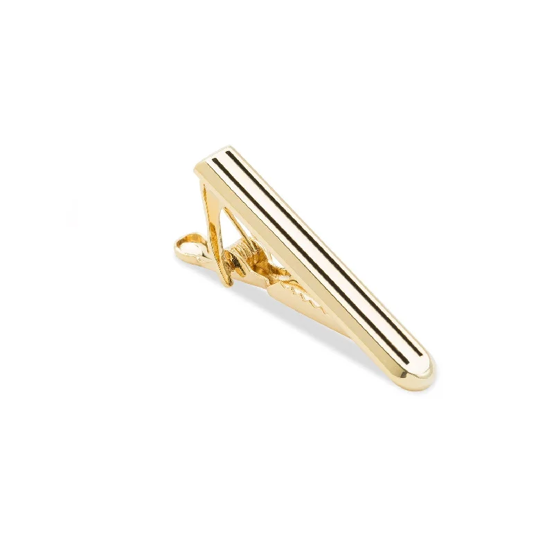 Affordable tie clip for men with simple design and durable construction -Mini Gold Pinstripe Tie Bar