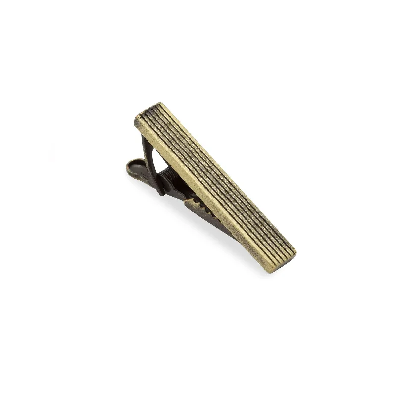 Premium quality tie clip for men with high-end materials and attention to detail -Mini Antique Brass Eddington Tie Bar