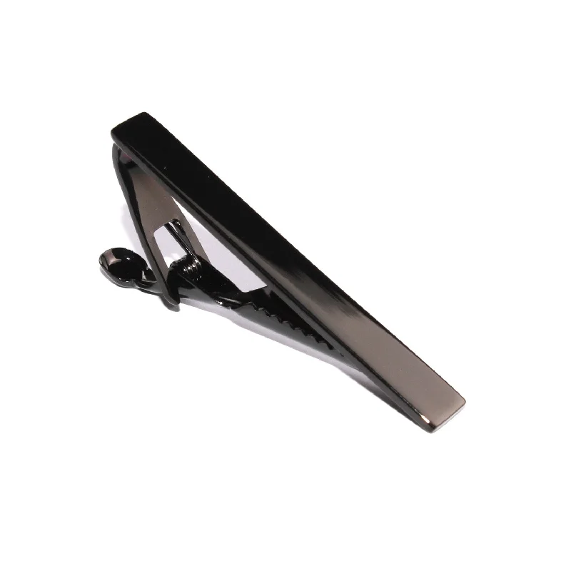 Geometric patterned tie clip for men with modern design and sharp angles -The OTAA Black Tie Bar