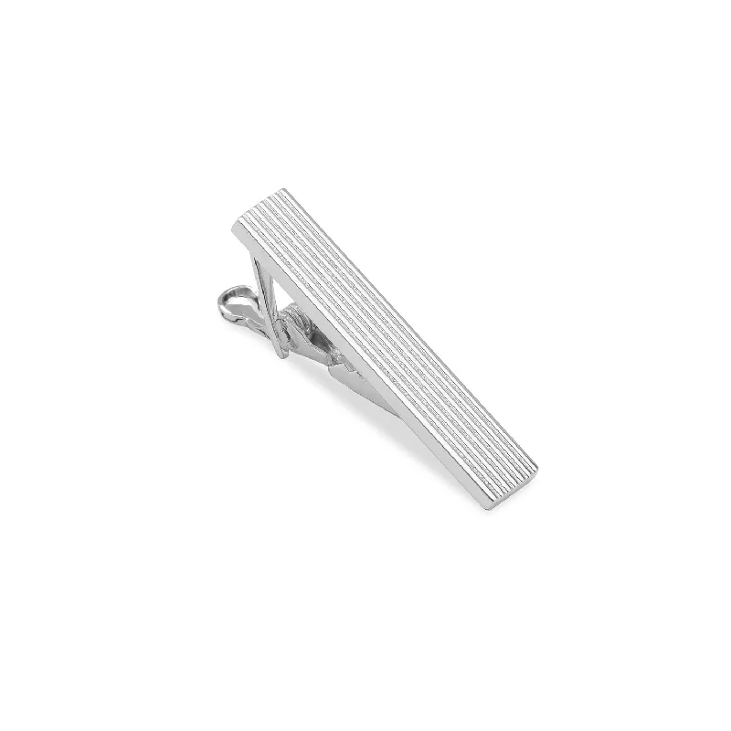 Modern silver tie clip for men with polished edges and smooth surface -Mini Silver Eddington Tie Bar