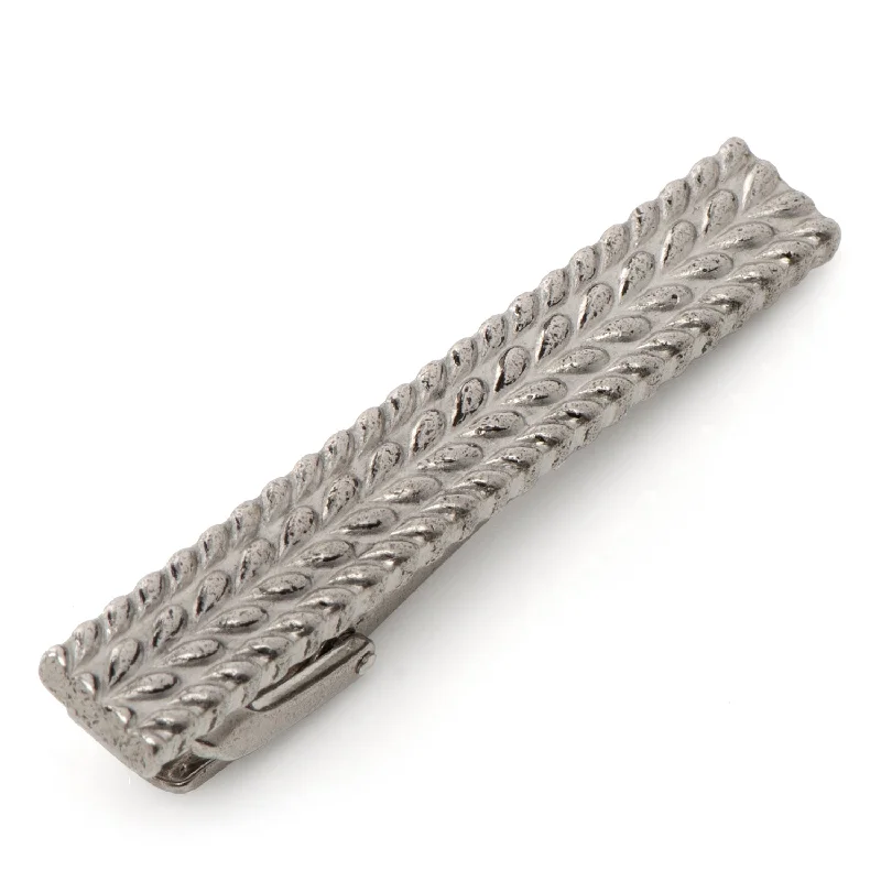 Classic polished silver tie clip for men with sleek finish and elegant design -Antique Silver Herringbone Tie Clip