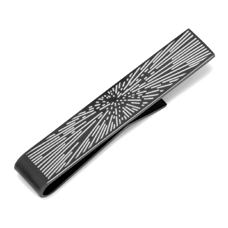 Custom engraved bar tie clip for men with meaningful message or date -Glow Hyperdrive Tie Bar