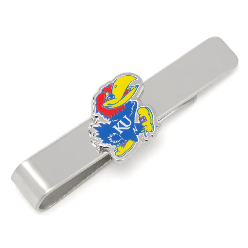 Black leather tie clip for men with modern and stylish appearance -University of Kansas Jayhawks Tie Bar