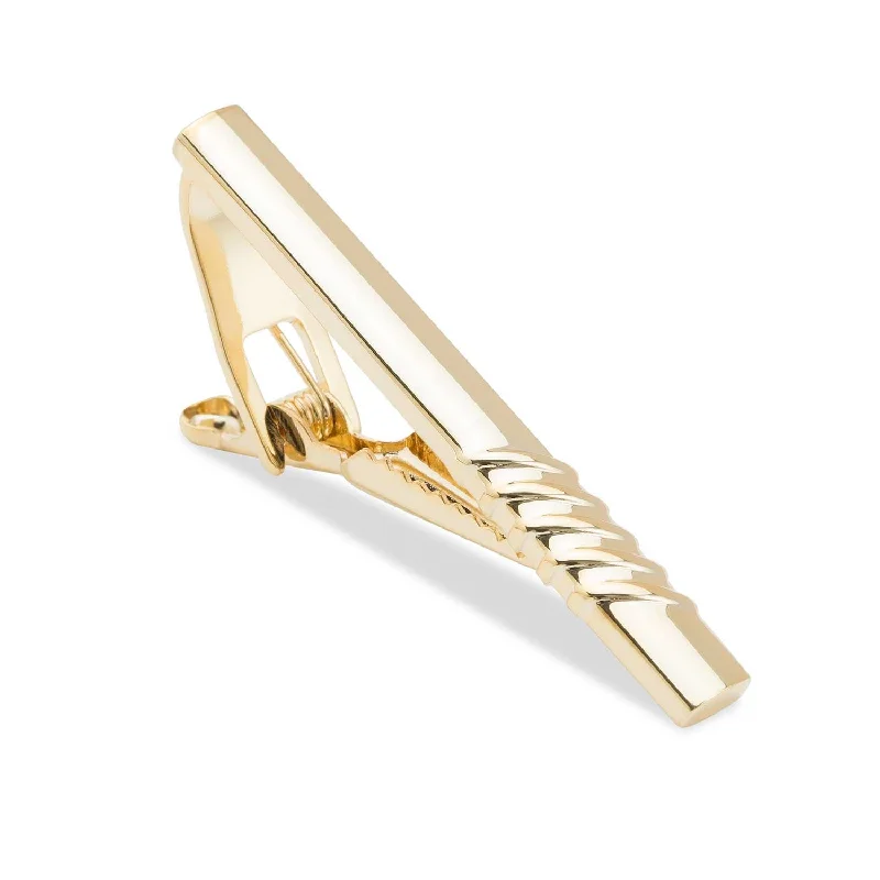 Geometric shape tie clip for men with bold angles and modern styling -Wiseman Gold Tie Bar