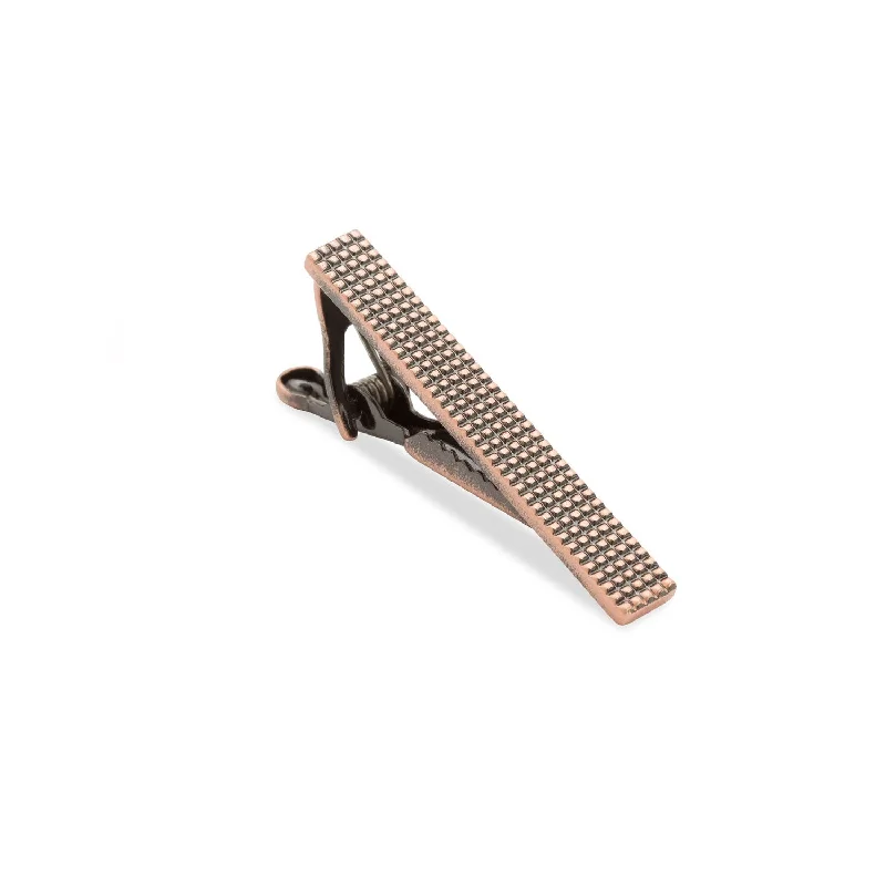 Engraved tie clip for men with initials or meaningful phrase for personalization -Mini Jay Gatsby Antique Copper Tie Bar