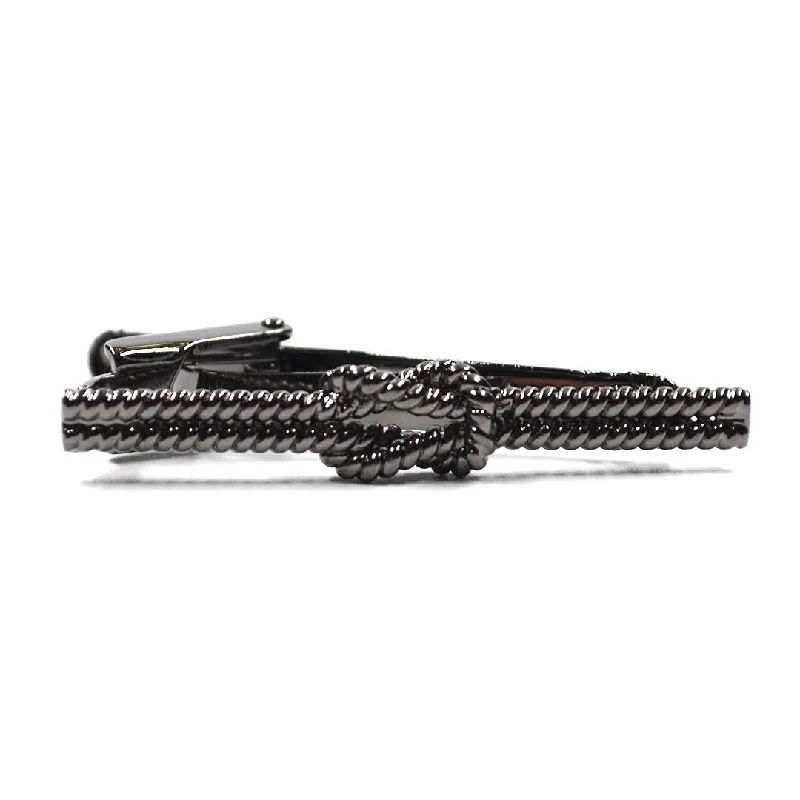 Luxury pearl-accented tie clip for men with elegant detailing for formal occasions -Knot Gun Metal Tie Bar