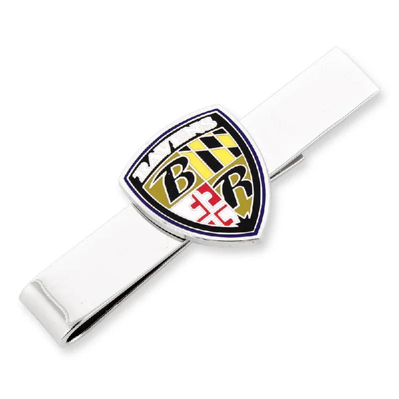 Modern geometric tie clip for men with unique shapes and bold lines -Baltimore Ravens Shield Tie Bar