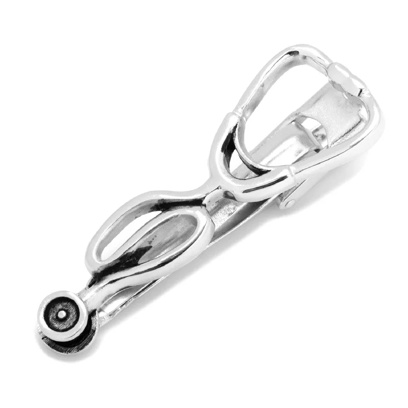 Personalized tie clip with message engraving for thoughtful gift option -3D Stethoscope Tie Clip