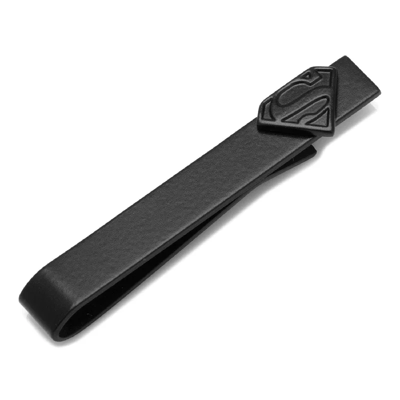 Minimalist design tie clip for men with subtle charm and smooth finish -Black Superman Tie Bar