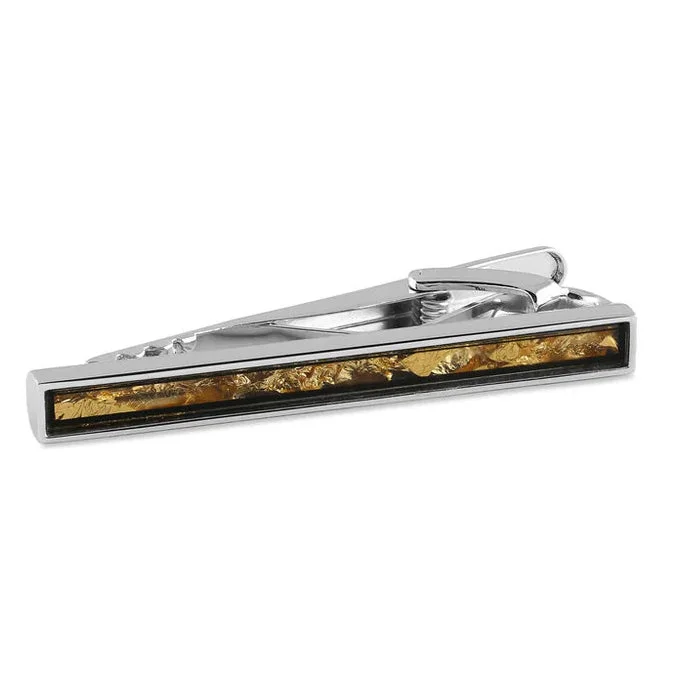 Stylish tie clip with gemstone accent for men with sophisticated design -Gold Leaf Tie Clip with 22k Yellow Gold