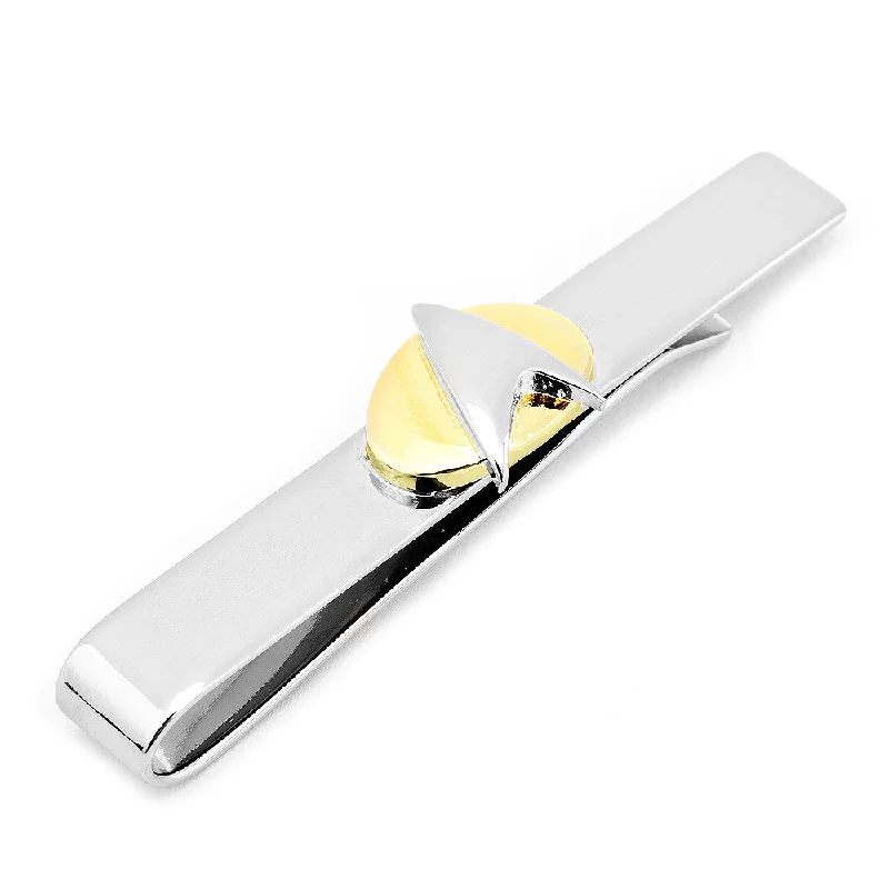 Custom tie clip with initials for men looking for personalized accessory -Two Tone Star Trek Delta Shield Tie Bar