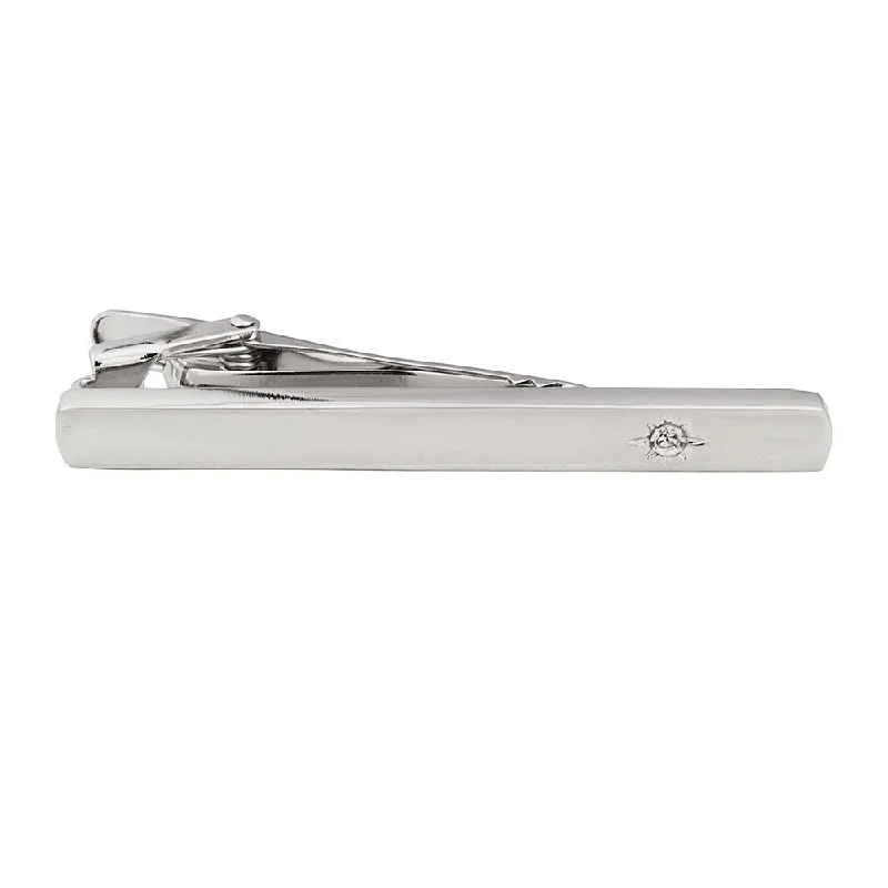 Vintage silver tie clip for men with antique finish and timeless appeal -Clear Crystal Tie Bar