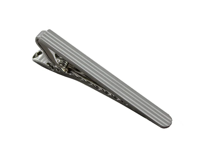 Custom engraving tie clip for men with initials or memorable date for uniqueness -Ridged Tie Bar