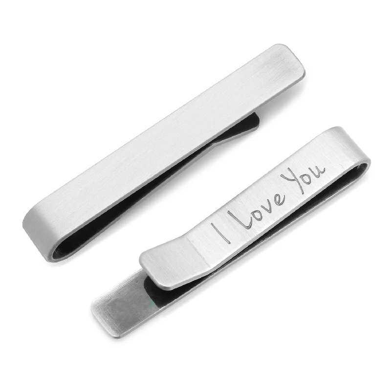 Luxury gold tie clip for men with smooth surface and sophisticated design -"I Love You" Hidden Message Tie Bar