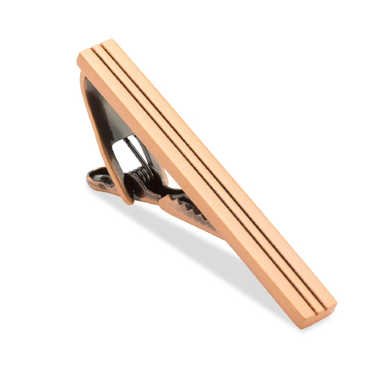 Elegant pearl tie clip for men with subtle elegance and refined charm -Sinatra Antique Copper Tie Bar