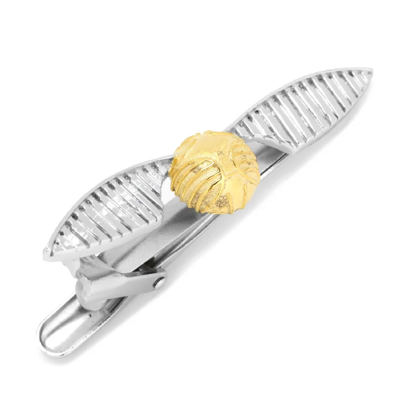 Matte black tie clip for men with smooth finish and modern appeal -3D Golden Snitch Tie Clip