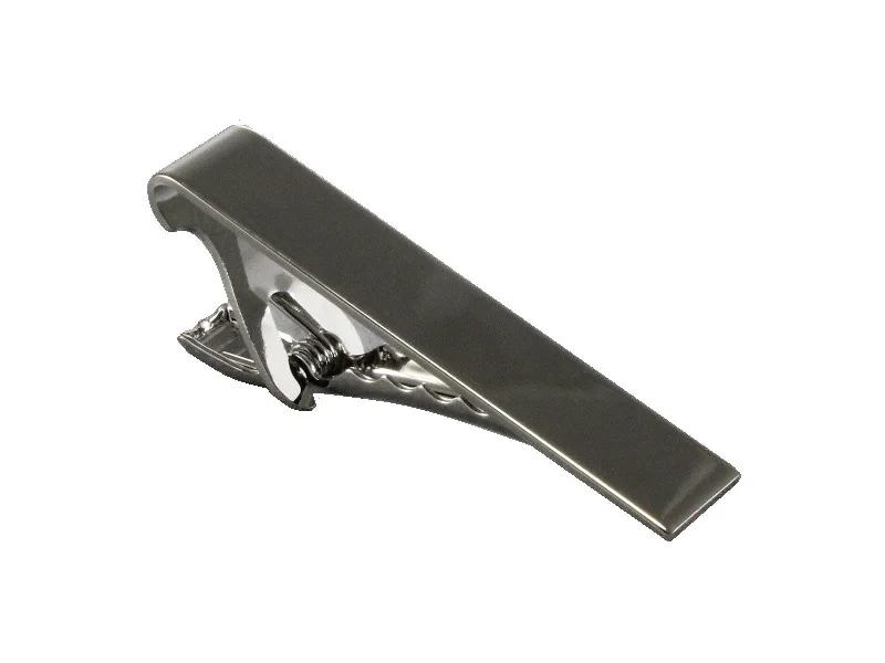 Contemporary brushed metal tie clip for men with smooth and sleek finish -Wide Tie Bar