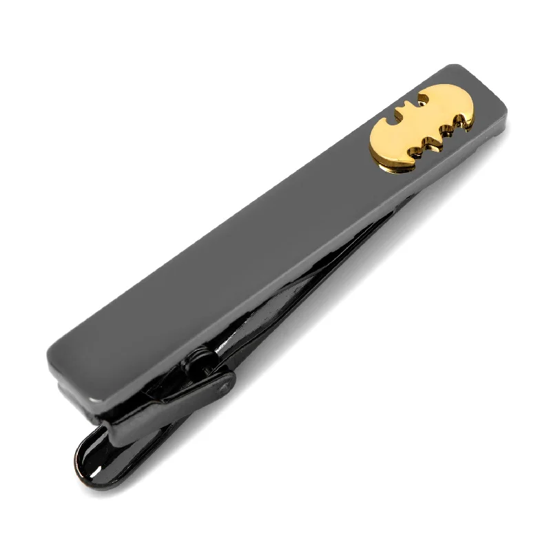 Customized silver tie clip for men with engraved initials for a unique touch -Black and Gold Batman Tie Clip