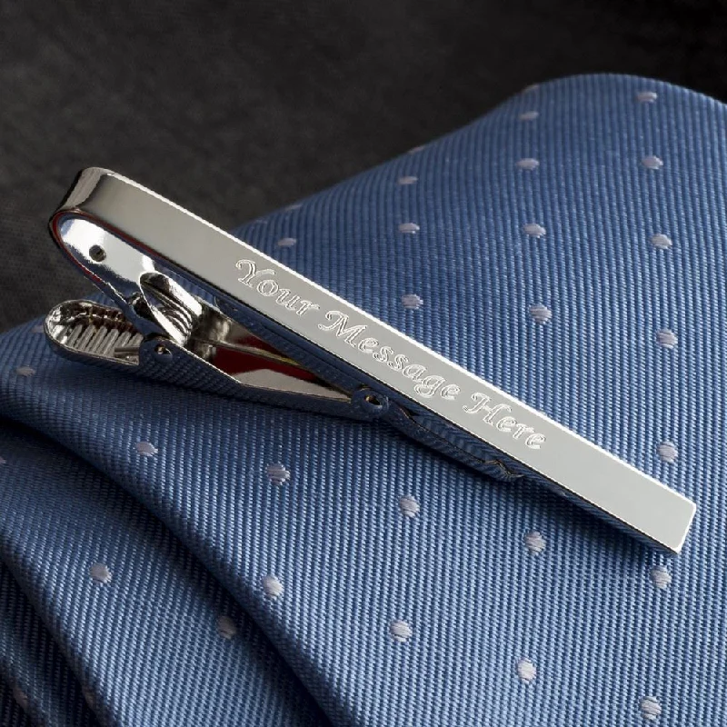 Elegant pearl tie clip for men with subtle elegance and refined charm -Plain Tie Bar Engraved