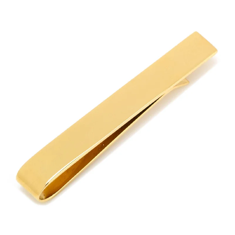 Unique wood tie clip for men with natural design and refined finish -Gold Plated Stainless Steel Engravable Tie Bar