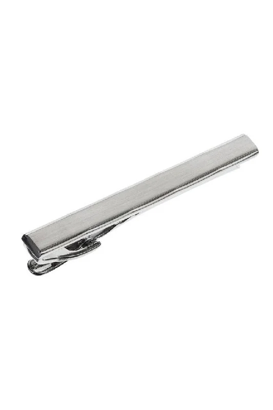 Unique design tie clip for men with modern twist on traditional accessories -Brushed Silver Premium Tie Bar