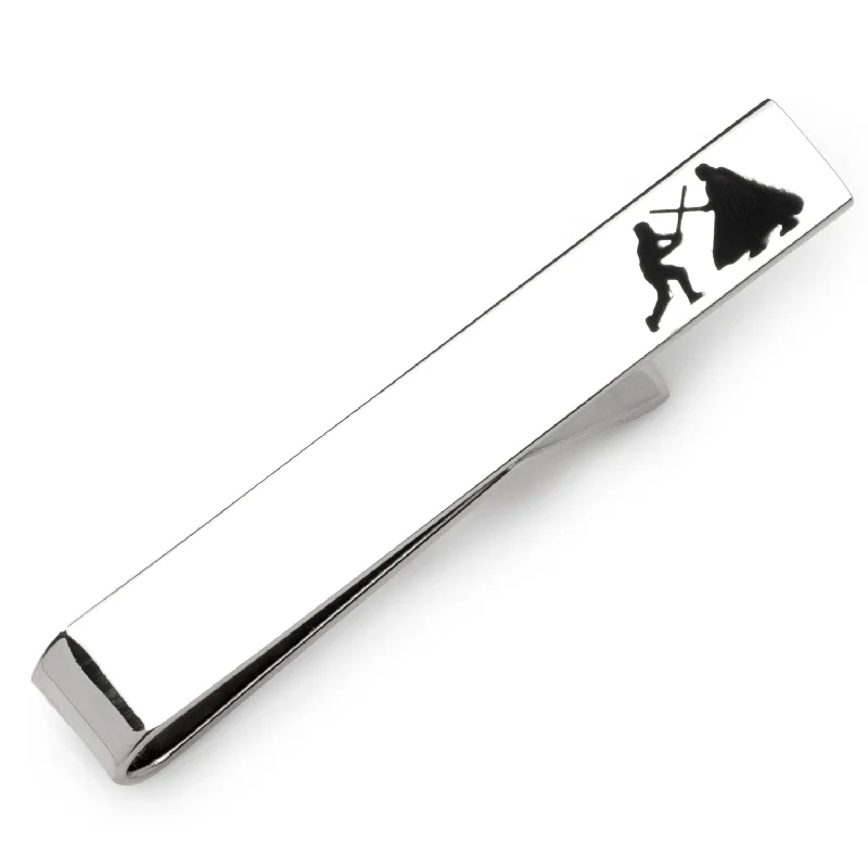 Modern geometric tie clip for men with unique shapes and bold lines -Vader Luke Lightsaber Battle Tie Bar