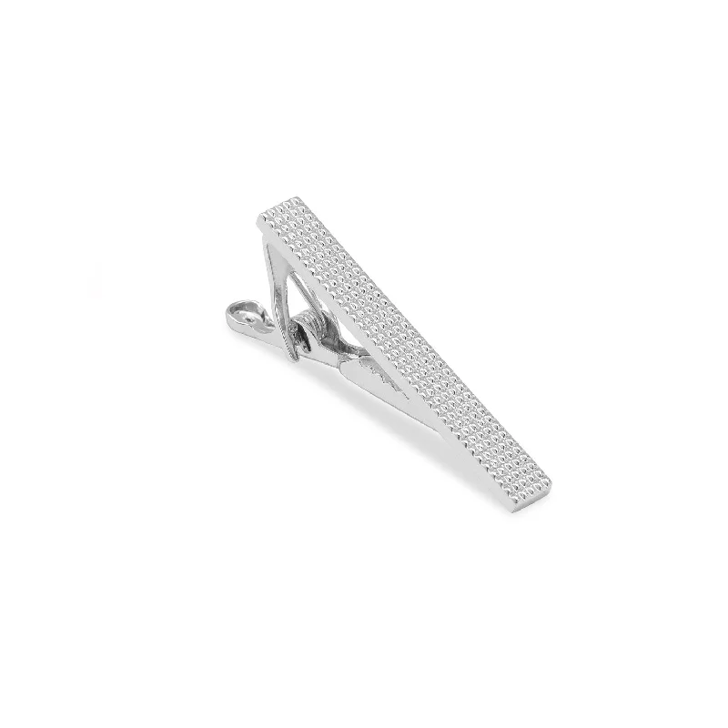 Custom engraved tie clip for men with initials or meaningful message -Mini Jay Gatsby Silver Tie Bar