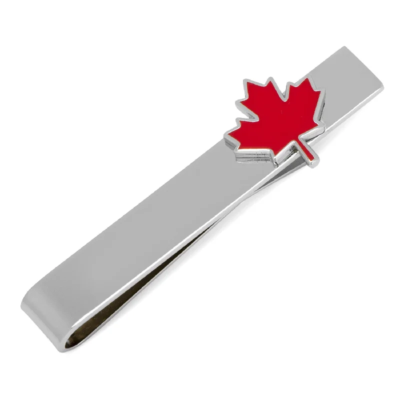 Custom name tie clip for men with engraved initials for personalized touch -Maple Leaf Tie Bar