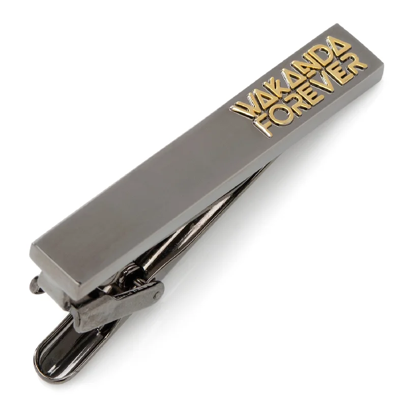 Simple, polished tie clip for men with smooth surface and refined look -Wakanda Forever Gunmetal Gold Tie Clip