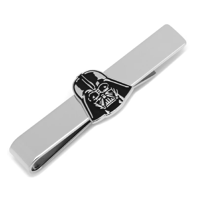 Personalized silver tie clip with engraved message for unique gift option -Darth Vader Recessed Matte Black Tie Bar