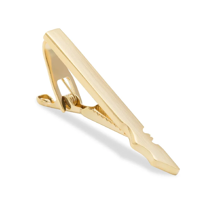 Simple, polished tie clip for men with smooth surface and refined look -Mr. Wayne Gold Tie Bar