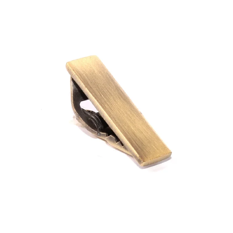 Affordable tie clip for men with sturdy construction and elegant style -Mini Brushed Brass Skinny Tie Bar