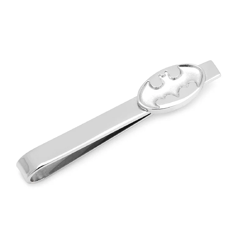 Polished stainless steel tie clip for men with smooth finish and durable quality -Stainless Steel Batman Recessed Shield Tie Bar