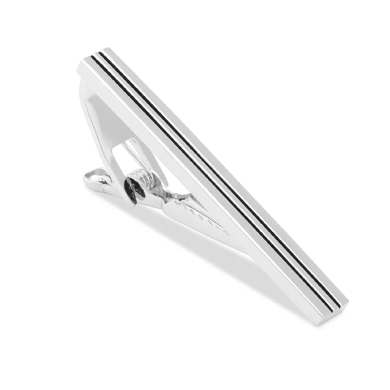 Custom engraved tie clip for men with date or initials for special occasions -Sinatra Silver Tie Bar