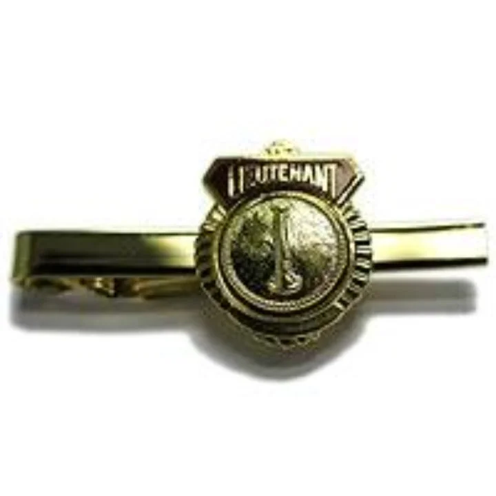 Custom engraved wooden tie clip for men with natural finish and personalization -Lieutenant Tie Bar