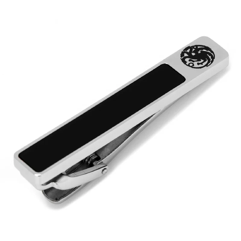 Professional tie clip for men with sleek and durable construction for business use -Targaryen Onyx Tie Clip